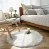 Faux Fur Burgundy Round Area Rug Fluffy Indoor Carpet for Bedroom Dorm Room Kids Baby Living Home Decorate Floor White 210626
