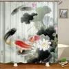 Cortinas de chuveiro Flores de estilo chinês Cenário de pássaro Cortagens de cortinas à prova d'água Cortes de banho 3D Banheiro com tela de pano lavável R230822