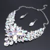 New Luxury Indian Bridal Jewelry Sets Wedding Party Costume Jewellery Womens Fashion Gifts Flower Crystal Necklace Earrings Sets 2227e