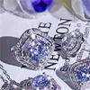 Sparkling Live Luxury Jewelry Set 925 Sterling Silver Round Cut Moissanite CZ Diamond Gemstones Ring Collana Stud Earring Lover Gift 798 R2
