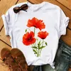 T-shirt femme Red Poppy Femmes T-shirt Casual T-shirts drôles Kawaii Tees Top Hipster Tumblr Femme Harajuku Chemises à manches courtes Femme Vêtements Designer