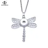 Pendant Necklaces RoyalBeier Vintage Argent Dragonfly Snap Buttons 5pcs/Lot Fit 18mm Snaps DIY Necklace For Charms Women Jewelry