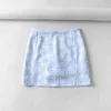 Kvinnor splittrade detaljer daisy print mini kjol med under shorts skort i blå svart grön rosa 210529
