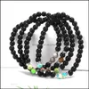 Beaded, Strands Bracelets Jewelry Chakra Men Black Lava Healing Nce Beads Reiki Pretty Prayer Natural Yoga For Women Stone Bead Bracelet Dro