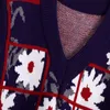 Kvinnor Vår Höst Ärmlös Tröjor V-Neck Floral Vintage Fashion Street Vest Kvinnlig Elegant Pullovers Stickad Sweater 210513