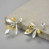 Lotus Fun feuilles d'olivier branche Fruits boucles d'oreilles inhabituelles pour les femmes 925 en argent Sterling déclaration bijoux de mariage tendance 2106181380253