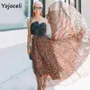 Yojoceli leopard chiffong kjol botten kvinnor långa streetwear boho kvinnlig utskrift 210609