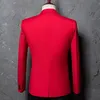 Red One Button Slim Fit Blazer Куртка Maen Brand Someched Отворота Мужчин Костюм Blazer Повседневная Партия Жених Свадьба Blazer Hombre 44 210522