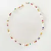 2020 Outono Colar de Pérola Irregular Colar Colorido Arroz Beads Mistura e Combate Bohemian Rainbow Gargantilha Handmade Selvagem Acessórios