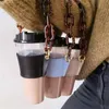 PU Leather Dinnerware Cups Holder Portable Glass Bottle Leather Case Eco-friendly Coffee Cup Bag Detachable Chain Bottles Cover For Travel