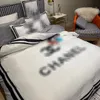 Luxury white designer queen bedding sets 4pcs/set letter printed silk queen size duvet cover bed sheet fashion pillowcases