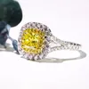 Anelli a grappolo DIWENFU Anello in argento sterling 925 con diamanti Principessa Anel Quadrato giallo Topazio Pietra preziosa Matrimonio Gioielli solidi6126238