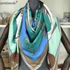 Sciarpa di seta 100% Donna Grandi scialli Stole Hijab Stampato Moda Sciarpe quadrate Echarpes Foulard Femme Avvolge Bandana 130 * 130 cm Q0828