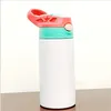 DIY Sublimation Rechte Sippy Cup 12oz Kids Watter Fles Flip Tops Lids Tumbler Rvs Straw Cups Goede Kwaliteit voor Kid