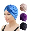 Estilo Knotted Silky Satin Ruffle Turbante Soft Headwrap India Cap Bandana Senhoras Headwear Acessórios Cabelo Perda de Cabelo Cap