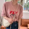 4colors summer korean style letter print Loose short sleeve tops for womens t-shirts womens tee shirt femme (X1837) 210423