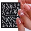 5D White Lace Acrylic Flowers Nail Art Sticker Decal Embossed Wedding Design Adhesive Polish Slider Charms Manicure