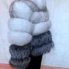 Europejski Real Fur Coat 100% Kurtka Naturalna Kobieta Zima Ciepła Skóra Fox Wysokiej Jakości Kamizelka 210928