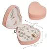 Portable Travel Jewelry Storage Box Creative Heart Shaped PU Leather Display Rack Necklace Earrings Ring Boxes Desktop Decoration