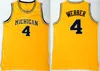 Michigan Wolverines Maglie da basket 2 Jorda Poole 5 Jalen Rose Jersey 4 Chris Webber 25 Juwan Howard 1 Charles Matthews College Giallo Uomo Maglie bianche Abbigliamento