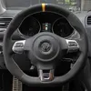 DIY Black Genuine Leather Suede Soft Car Steering Wheel Cover For Volkswagen Golf 6 GTI MK6 / Polo GTI / Scirocco R Passat CC