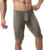 Weiche Männer Dünne Unterhemd Homme Sexy Unterwäsche Kurze T-shirts Fitness Tops Pyjamas Hose Ausbuchtung Beutel Unten Kleidung Set Unterhemden