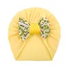 Estampado floral Bowknot Baby Hat Big Bowknot Baby Girl Hat Turban Head Wraps Baby Bonnet Beanie Recién nacido Fotografía Atrezzo
