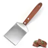 Rostfritt stål Steak Spatel Pannkaka Scraper Turner Grill Beef Fried Pizza Shovel med trähandtag Kök BBQ Tools LX4514