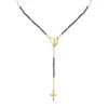 Colares Pingente Católicos Aço Inoxidável Rosário Grânulos Cadeia Y Forma Colar Virgem Para As Mulheres Homens Religiosa Cross Jewelry