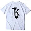 Damska koszulka Para Kobiety T Koszulka Królowa I Królowa Drukuj Śmieszne Femme Koszulki Casual Krótki Rękaw Słodkie Walentynki Tee Topy Kobiety Ubrania