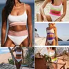 Kvinnors badkläder Kvinnors 2022 Sexiga randiga strandbikinis Set kvinnor Push Up Swimsuit Kvinnliga baddräkter Bikini Girls Swimming Suit