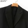 Zeefity Dames Mode Korte Mouw Montage Blazer Coat Office Dameszakken Casual Pakken Double Breasted Chic Summer Tops CT672 211019