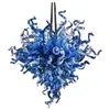 Modern Chandeliers Lamps Living Room LED Hand Blown Chain Glass Pendant Lights Nordic Blue Art Decor 32 Inches
