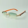 Direct sales micro-paved diamond sunglasses 3524026 with orange natural wood temples designer glasses, size: 56-18-135 mm