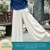 Katoenen linnen yoga wide poot broek dames plus size losse casual vintage meditatie voor vrouw broek 210428