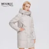 MIEGOFCE Winter Damen Mittellanger Mantel mit Kapuze Design hält warm und winddicht Parka Reißverschluss lose Damenjacken D21647 211008