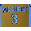 Nikivip # 3 PAUL maillot de basket-ball universitaire de qualité supérieure noir blanc Wake Forest pour les maillots scolaires pour hommes All Stitched