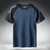 T-shirt Män m-6xl 7xl 8xl Ny splicing Snabb torr Kortärmad T-shirts Mens Running Top Stretch Fitness Kläder Casual T Shirt Y0322