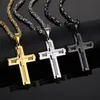 Uomo Donna Collana con ciondolo croce Girocollo in acciaio inossidabile Catena bizantina Alta lucida Hip-Hop Regalo maschile Oro Nero Argento Link 24 pollici