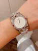 Klassieke nieuwe vrouwen kijken automatische mechanische saffier roestvrij staal witte wijzerplaat zilver CZ Diamond band horloges damesklok