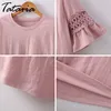 Tataria Zomer T-shirt voor Vrouwen Solid Color Causal Basic Dames Korte Mouw Tee Shirts Femme Roupas Femininas 210514