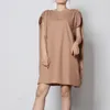 エレガントなノースリーブの夏のドレスレディースVネックマントスリーブRuched Midi Dressesファッションカジュアル女性服210520