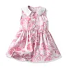 Vårbarn flicka ärmlös tryckklänning spädbarn Baby född kläder blommig 210429