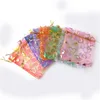 100pcs/lot 11x16cm Hearts Organza Wedding Christmas Drawstring Gift Bag Charm Jewelry Packaging Bags & Pouches 8 Colors