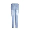 Jeans pour femmes Femmes Sexy Ripped Skinny Mid Taille Hem Pantalon élastique serré Causal Dames Vintage Trou Denim Crayon Pantalon court