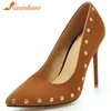 Kleiderschuhe Karin Plus Size 31-46 Marke Ladies Party ol Hochzeit sexy Pumps Mode Rivet Frauen dünne High Heels Frau