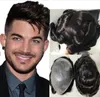 Straight Slicone Wigs 15mm Afro Curl 1B Full PU Toupee Mens Wig Indian Virgin Human Hair Replacement for Black Men Express Delivery