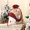 55*39cm Buffalo Plaid Santa Sack Grid Christmas Drawstring Bag Red Black Check Candy Gift Bags Ornaments
