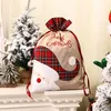 55 * 39cm Buffalo Plaid Santa Sack Grid Jul Drawstring Bag Red Black Check Candy Presentväskor Ornaments