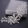 Frauen Haarkämme Hochzeit Haarschmuck Tiara Perle Strass Silber Farbe Braut Haarschmuck Blüte Schmuck Stirnband X0201j